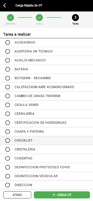 Paso 3 - Seleccionar tareas